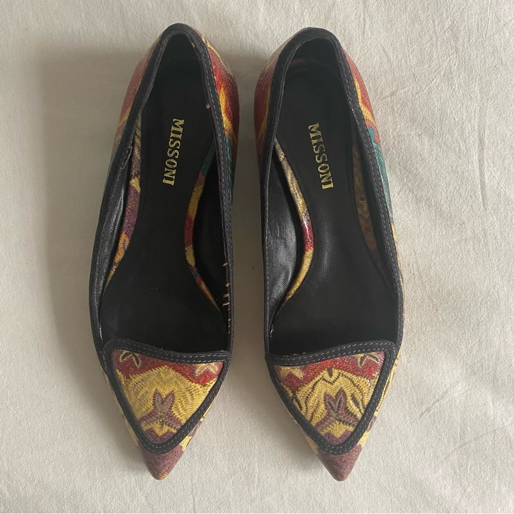 Missoni • Vintage Zigzag Leather Ballet Flats